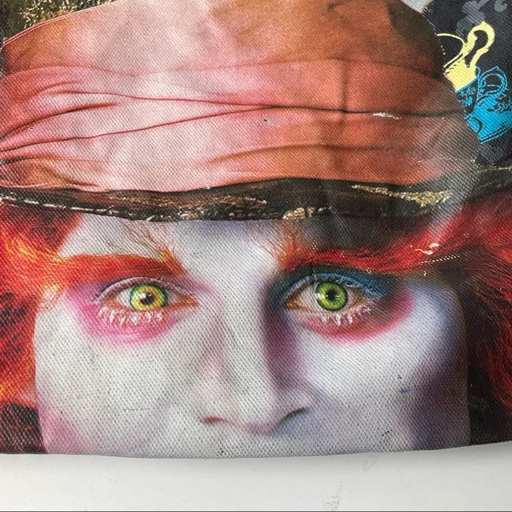 Mad Hatter Denim Graphic Tote Bag
